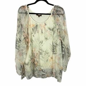 Piazza Roma 100% Silk Floral Overlay Ethereal Blouse Made in Italy Large